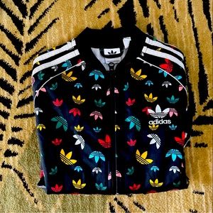 ADIDAS Black Full Zip Trefoil Child Size Large L 11 12 Years Athletic Sweatshirt